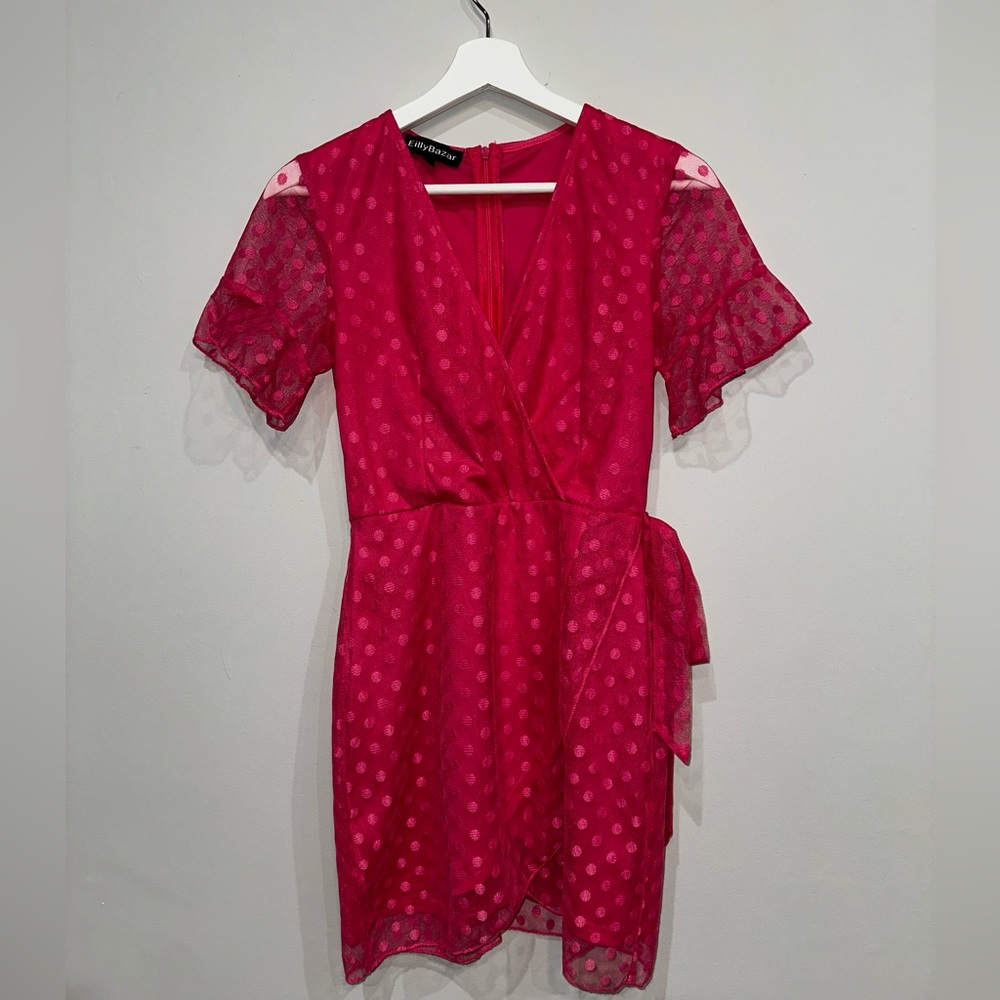 Eilly Bazar Hot Pink Polka Dot Mini Dress - Size: S - Picture 5 of 8